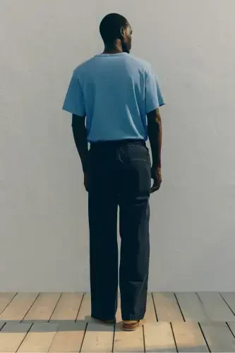 Regular Fit Petek Dokulu Tişört-Açık mavi - 5