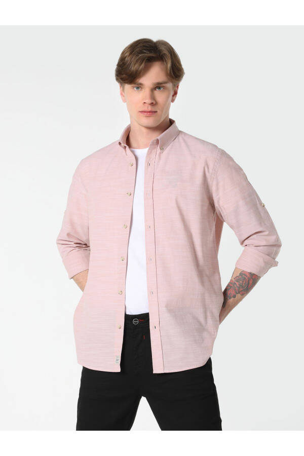 Regular Fit Pink Men's Long Sleeve Shirt (Cl1058567) - 1