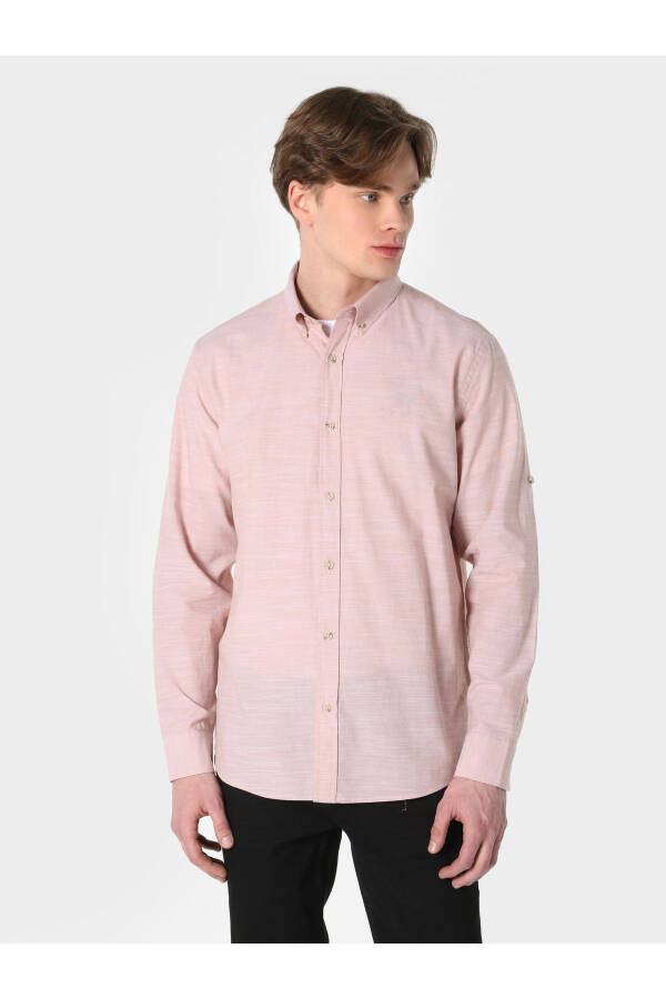 Regular Fit Pink Men's Long Sleeve Shirt (Cl1058567) - 4