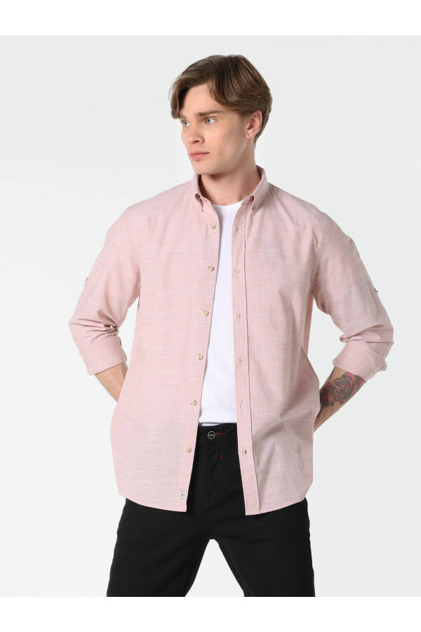 Regular Fit Pink Men's Long Sleeve Shirt (Cl1058567) - 5