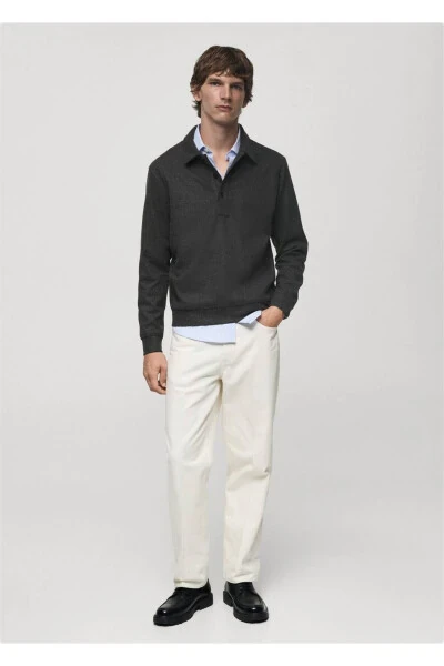 Regular fit pique polo sweatshirt - 2