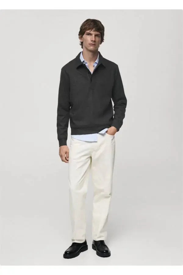 Regular fit pique polo sweatshirt - 2