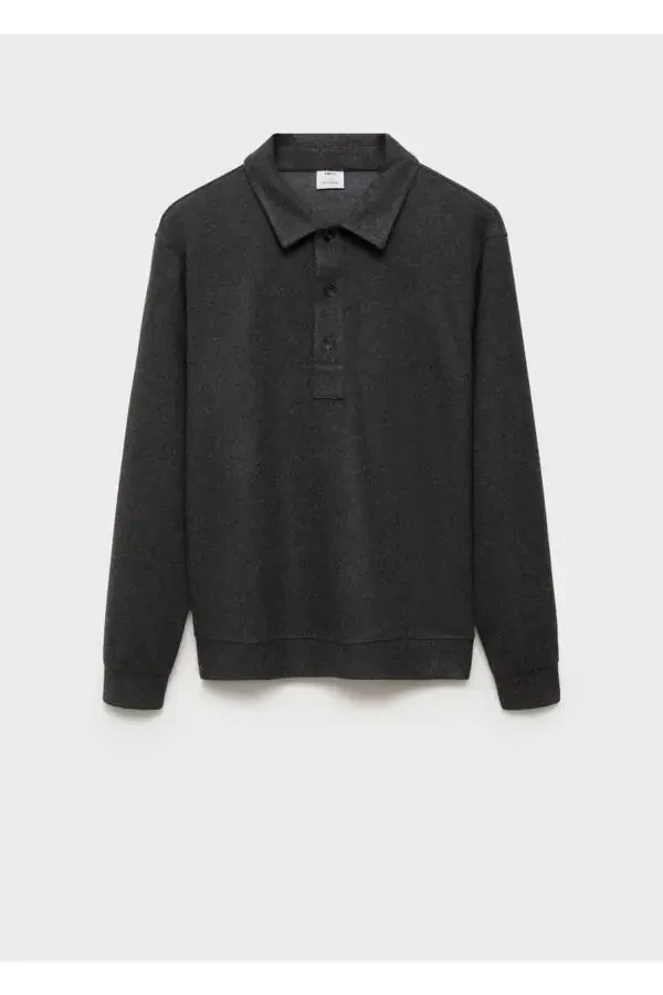 Regular fit pique polo sweatshirt - 3