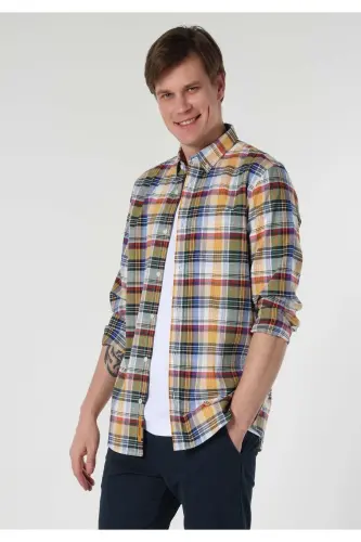 Regular fit, plaid, multi-colored, long-sleeve men's shirt. - 1