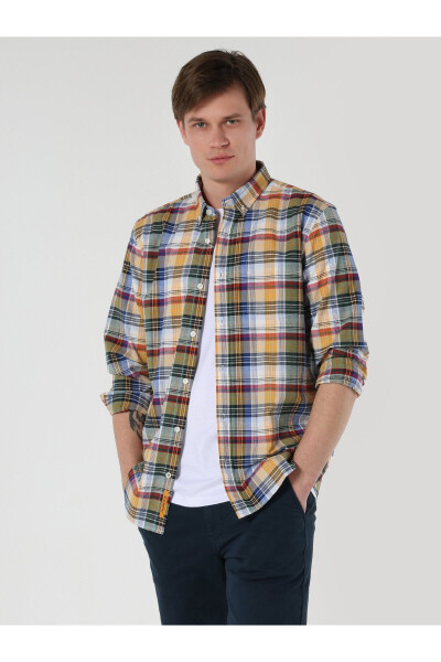 Regular fit, plaid, multi-colored, long-sleeve men's shirt. - 3