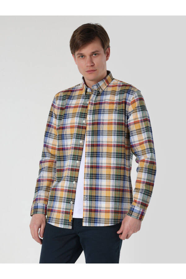 Regular fit, plaid, multi-colored, long-sleeve men's shirt. - 4