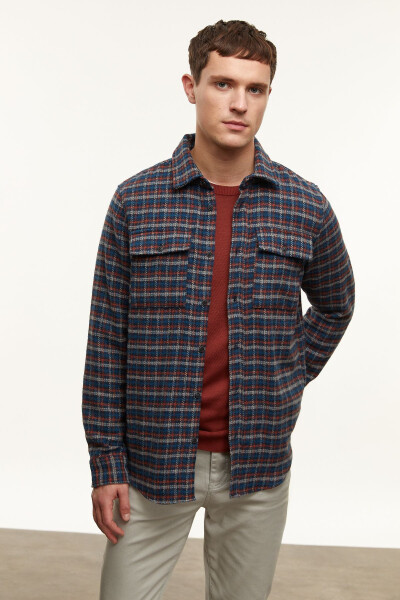 Regular fit, plaid, wool blend shirt - 6