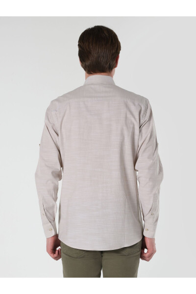 Regular Fit Plain Beige Men's Long Sleeve Shirt (Cl1058567) - 2