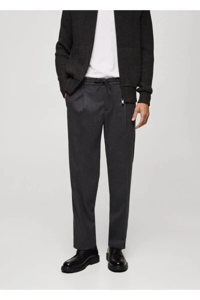 Regular Fit Pleated Drawstring Pants - 1