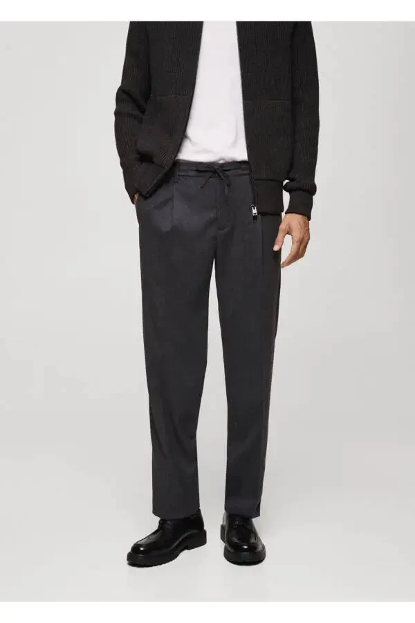 Regular Fit Pleated Drawstring Pants - 1