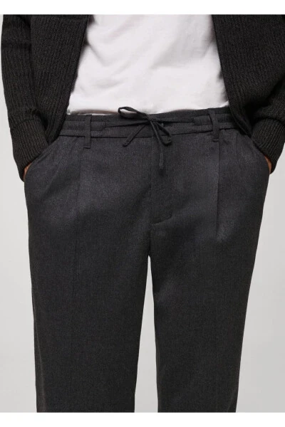 Regular Fit Pleated Drawstring Pants - 8