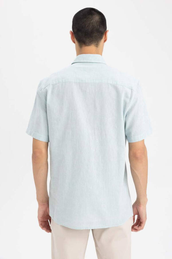 Regular Fit Polo Collar Linen Blend Short Sleeve Shirt Mint - 9