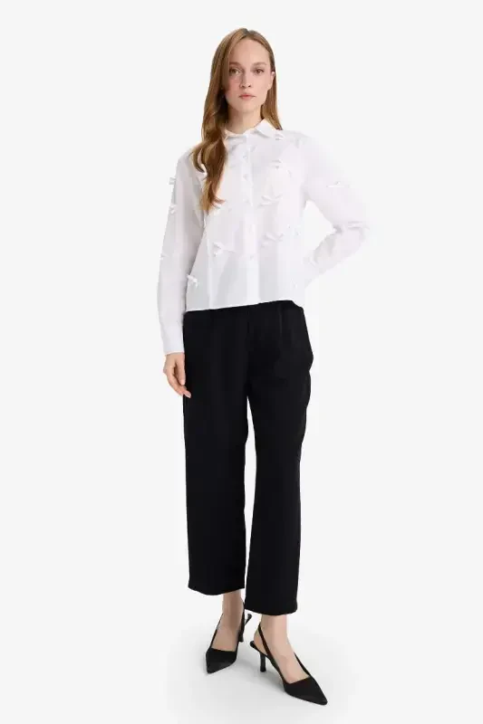 Regular Fit Poplin Long Sleeve Tunic-White - 2