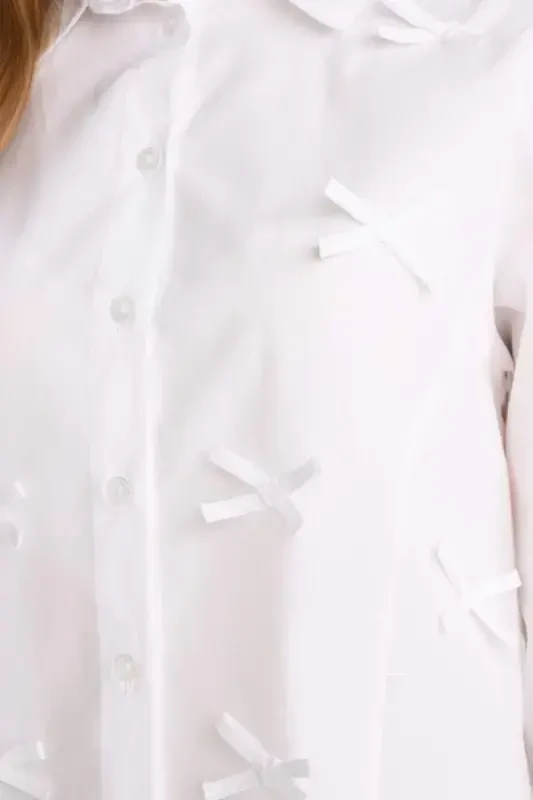 Regular Fit Poplin Long Sleeve Tunic-White - 5