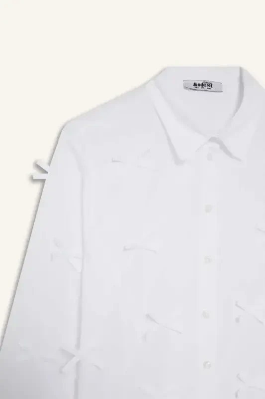 Regular Fit Poplin Long Sleeve Tunic-White - 8