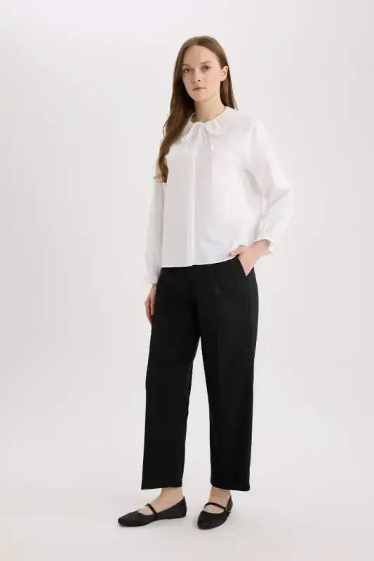 Regular Fit Poplin Рубашка-туника с длинными рукавами - сломанный белый - 4