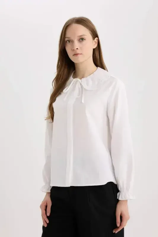 Regular Fit Poplin Рубашка-туника с длинными рукавами - сломанный белый - 6