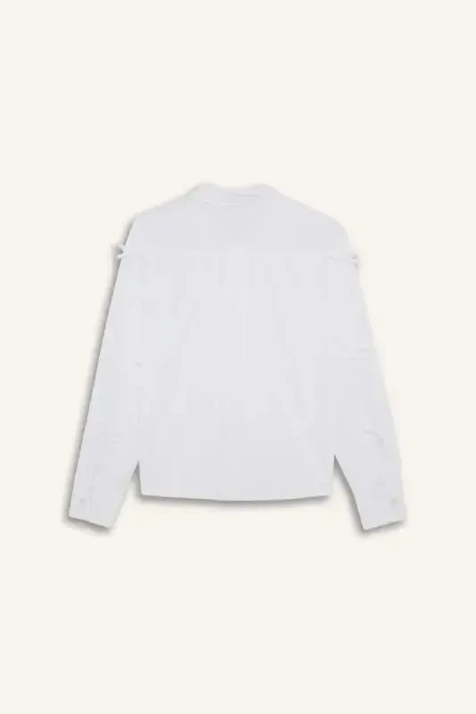 Regular Fit Poplin Uzun Yengli Tunika-Oq - 9