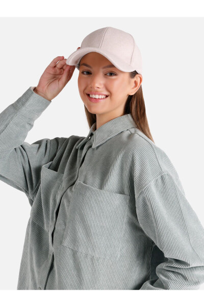 Regular Fit Ribbed Green Women's Long Sleeve Shirt - 4