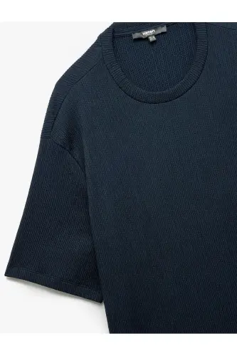 Regular Fit Short Sleeve Crew Neck Basic T-Shirt - 5