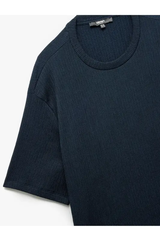 Regular Fit Short Sleeve Crew Neck Basic T-Shirt - 5