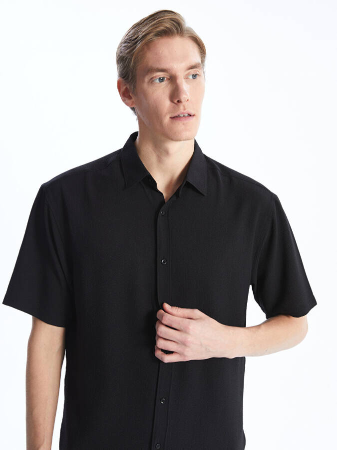 Regular Fit Short Sleeve Men's Textured Shirt - 8