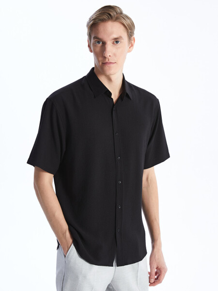 Regular Fit Short Sleeve Men's Textured Shirt - 9