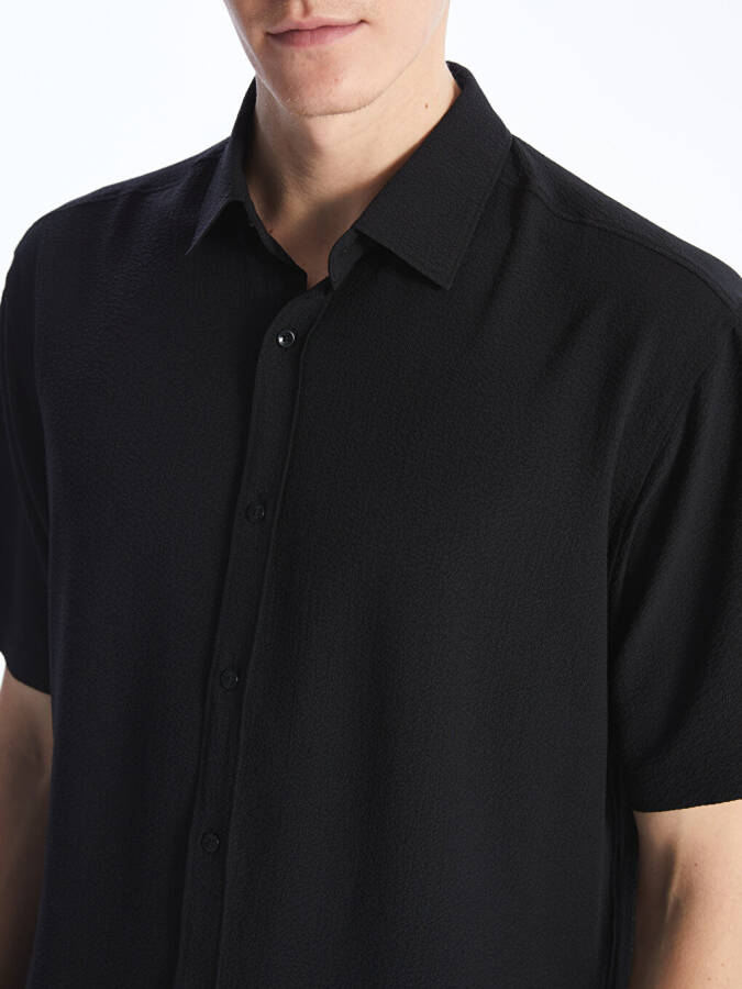 Regular Fit Short Sleeve Men's Textured Shirt - 11