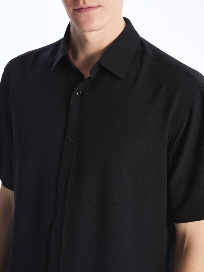 Regular Fit Short Sleeve Men's Textured Shirt - 4