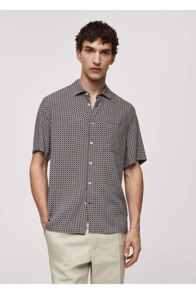 Regular Fit Short Sleeve Patterned Shirt - MANGO MAN