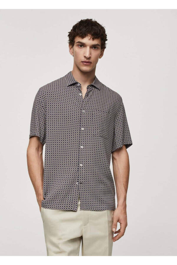 Regular Fit Short Sleeve Patterned Shirt - 1