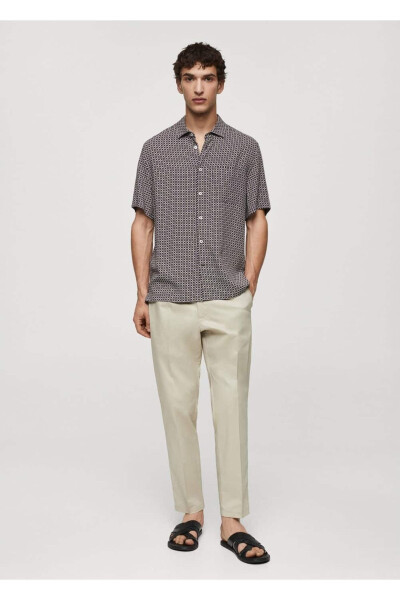 Regular Fit Short Sleeve Patterned Shirt - MANGO MAN (1)