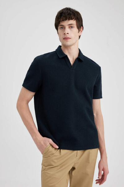 Regular Fit Short Sleeve Polo Shirt Navy - 1