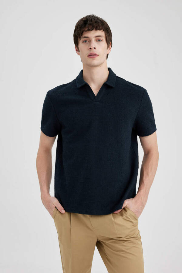 Regular Fit Short Sleeve Polo Shirt Navy - 3