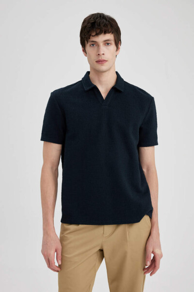 Regular Fit Short Sleeve Polo Shirt Navy - 4