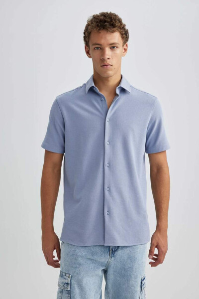 Regular Fit Short Sleeve Shirt Light Blue - 4