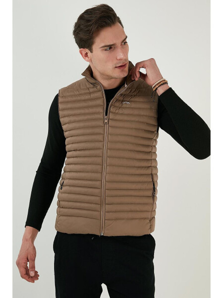 Regular Fit Stand Collar Pocket Quilted Puffer Vest 497KIM - 14