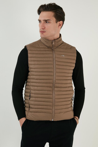 Regular Fit Stand Collar Pocket Quilted Puffer Vest 497KIM - 17