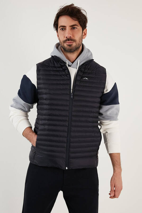 Regular Fit Stand Collar Pocket Quilted Puffer Vest 497KIM - 17