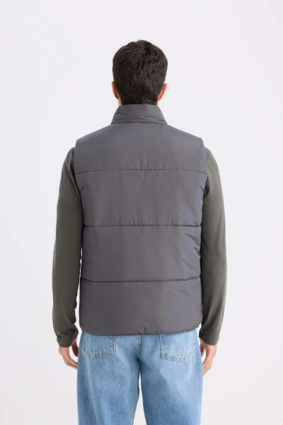 Regular Fit Stand Collar Zip-Up Puffer Vest Anthracite - 7