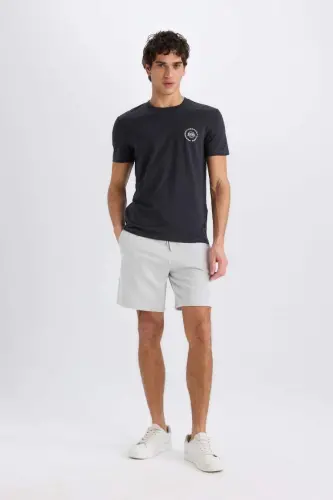 Regular Fit Straight Leg Basic Shorts Light Grey - 3
