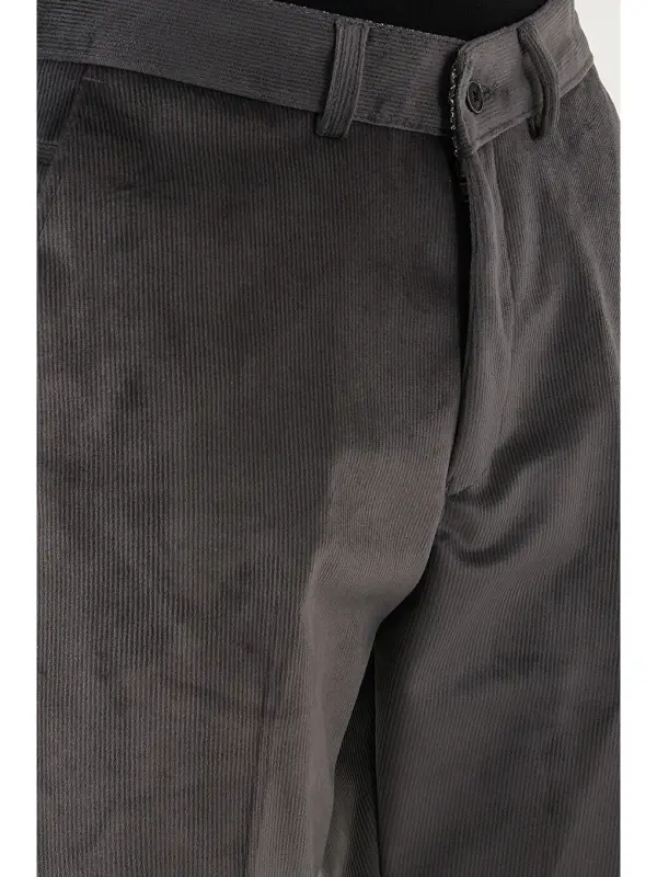 Gri Normal Bel Regular Fit Düz Paça Erkek Kadife Pantolon 645merlın-Gri - 6