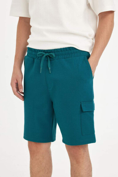 Regular Fit Straight Leg Shorts Dark Green - 7