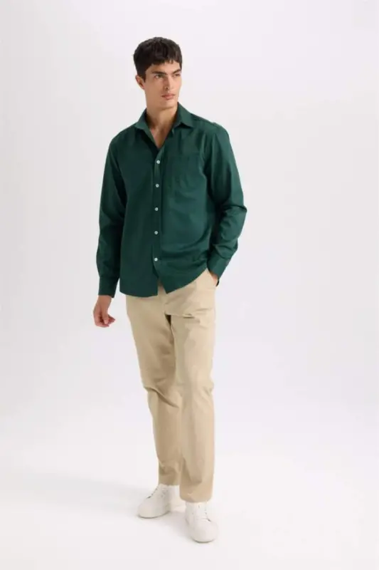 Regular Fit Straight Leg Summer Chino Canvas Trousers-Sand - 2