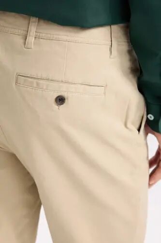 Regular Fit Straight Leg Summer Chino Canvas Trousers-Sand - 2
