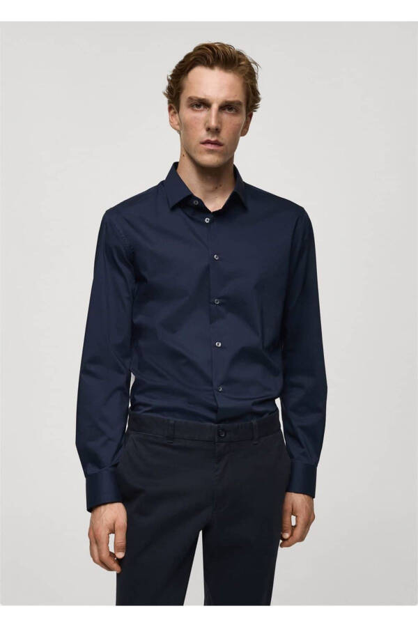 Regular fit stretch cotton shirt - 1