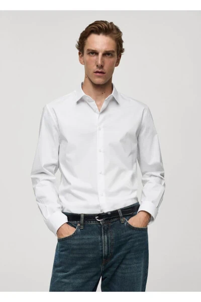 Regular fit stretch cotton shirt - MANGO MAN