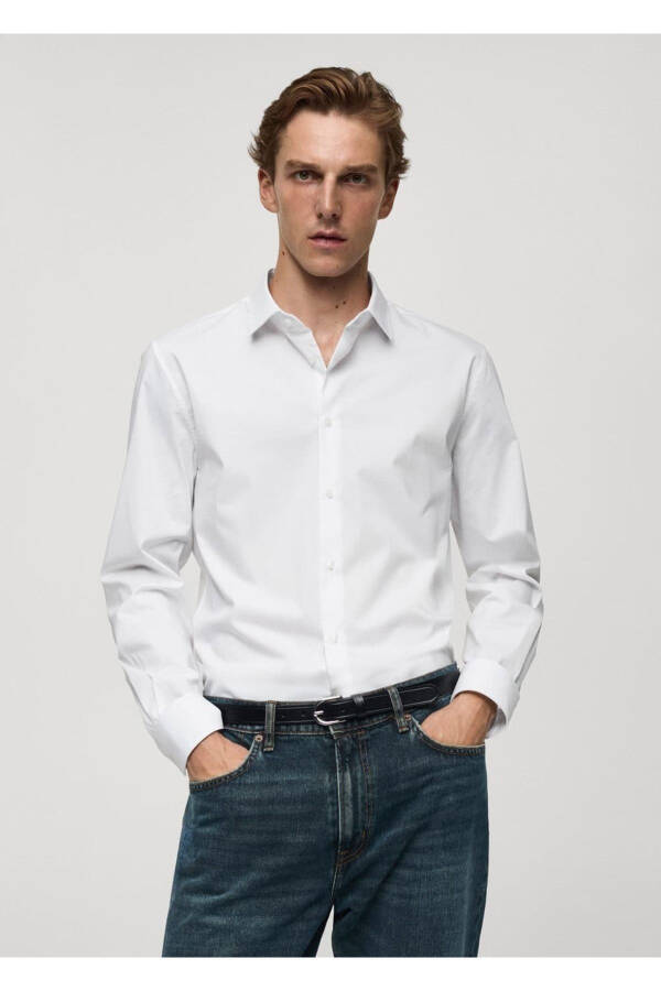 Regular fit stretch cotton shirt - 1