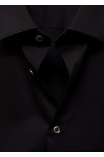 Regular fit stretch cotton shirt - Black - 6