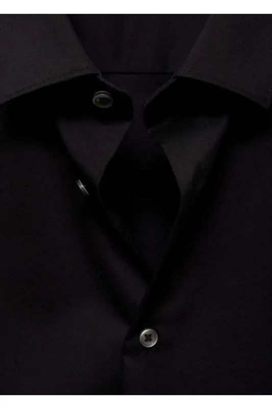 Regular fit stretch cotton shirt - Black - 6